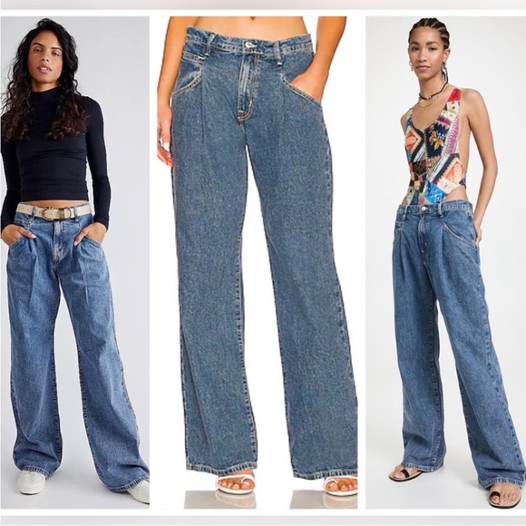 FREE PEOPLE Luca Super Slouch Jean in Alabaster Blue 30 - Picture 2 of 7